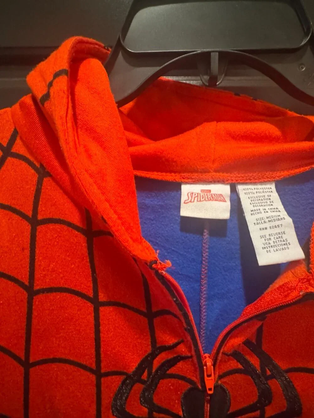 Marvel Spider-Man Adult One Piece Costume Hooded Jumpsuit Size M